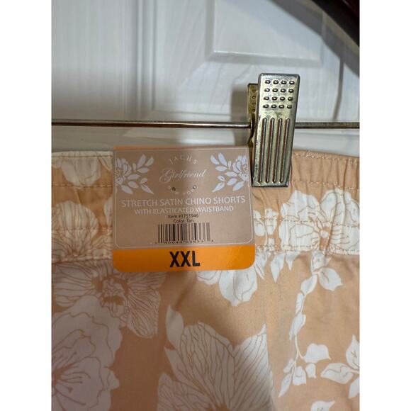 NWT Jach’s Girlfriend XXL Floral Shorts tan White Summer Casual Resort Cotton - Picture 3 of 13